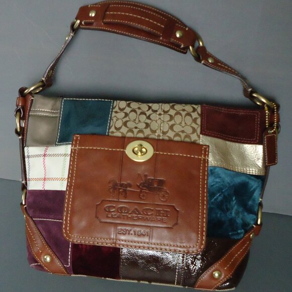 COACH Holiday Patchwork duffle shoulder bag. - Picture 1 of 16